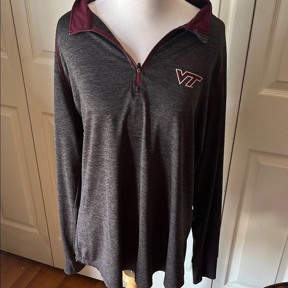 Colosseum Women's Gray and Maroon Sweatshirt Virginia Tech